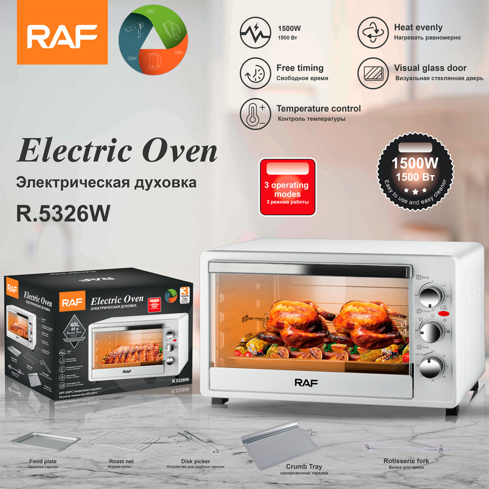 RAF Electric Oven EU Standard Multi-Functional Household Large Capacity Fully Automatic Intelligent Oven Fryer Visual Baking40L