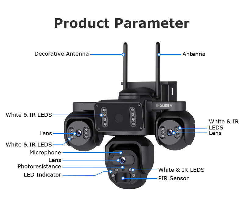 Three-eye Solar Camera AOV Low Power Consumption Camera9MP High Definition Full Color4G Solar Monitoring