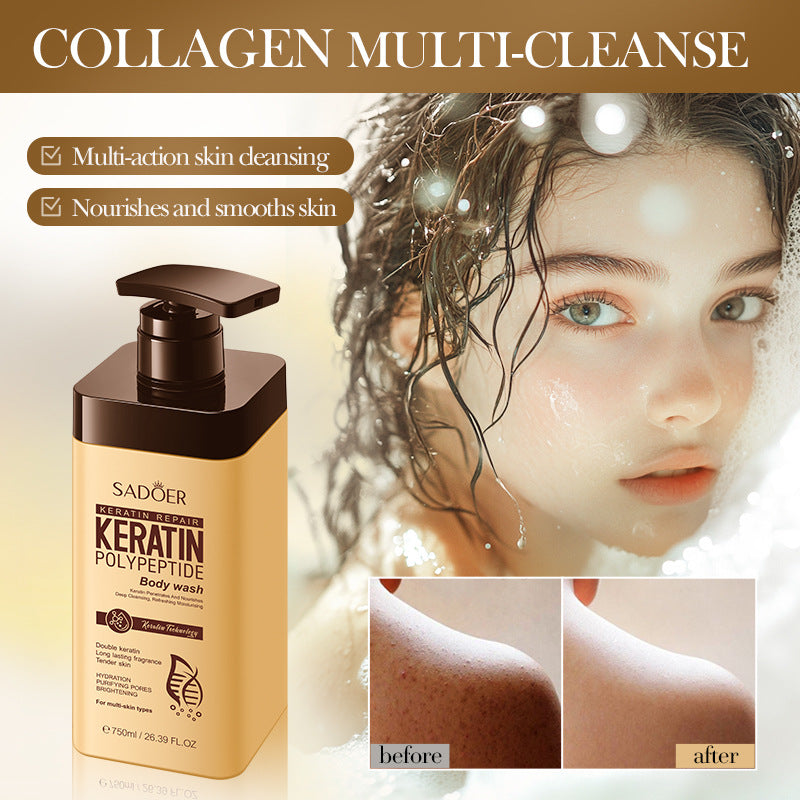 Keratin Peptide Rejuvenating Shower Gel SADOER Moisturizing and cleansing body wash cross-border wholesale
