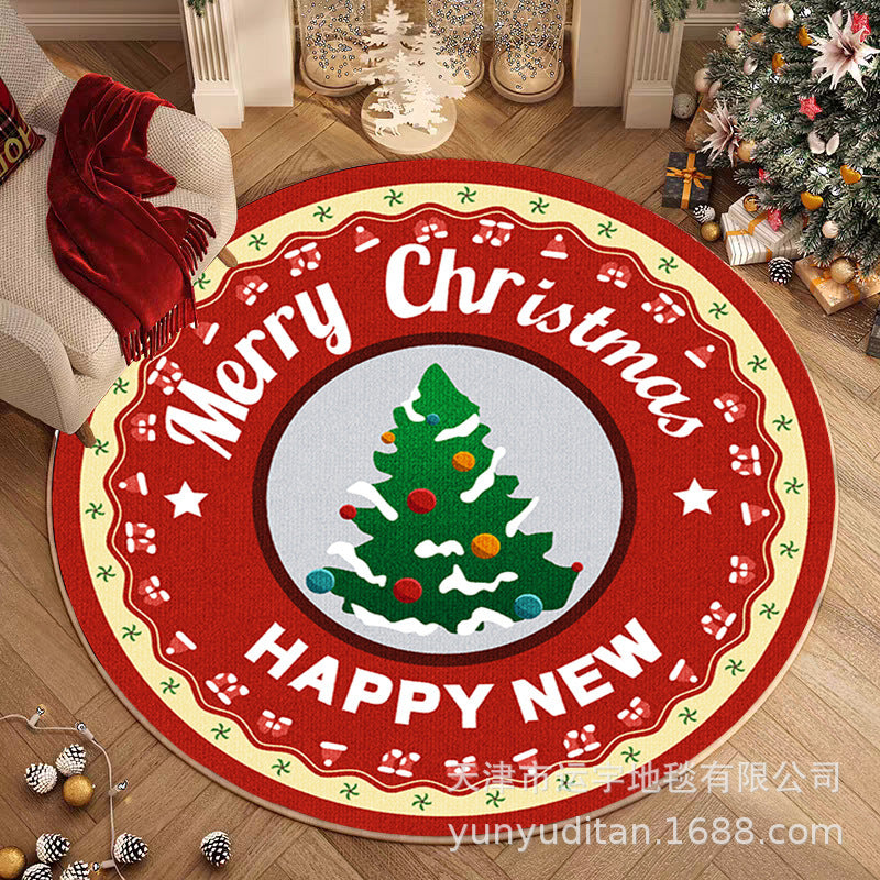 Christmas Carpet Round Living Room Mat Christmas Decoration Atmosphere Mat Christmas Tree Mat Labeling and Shipping
