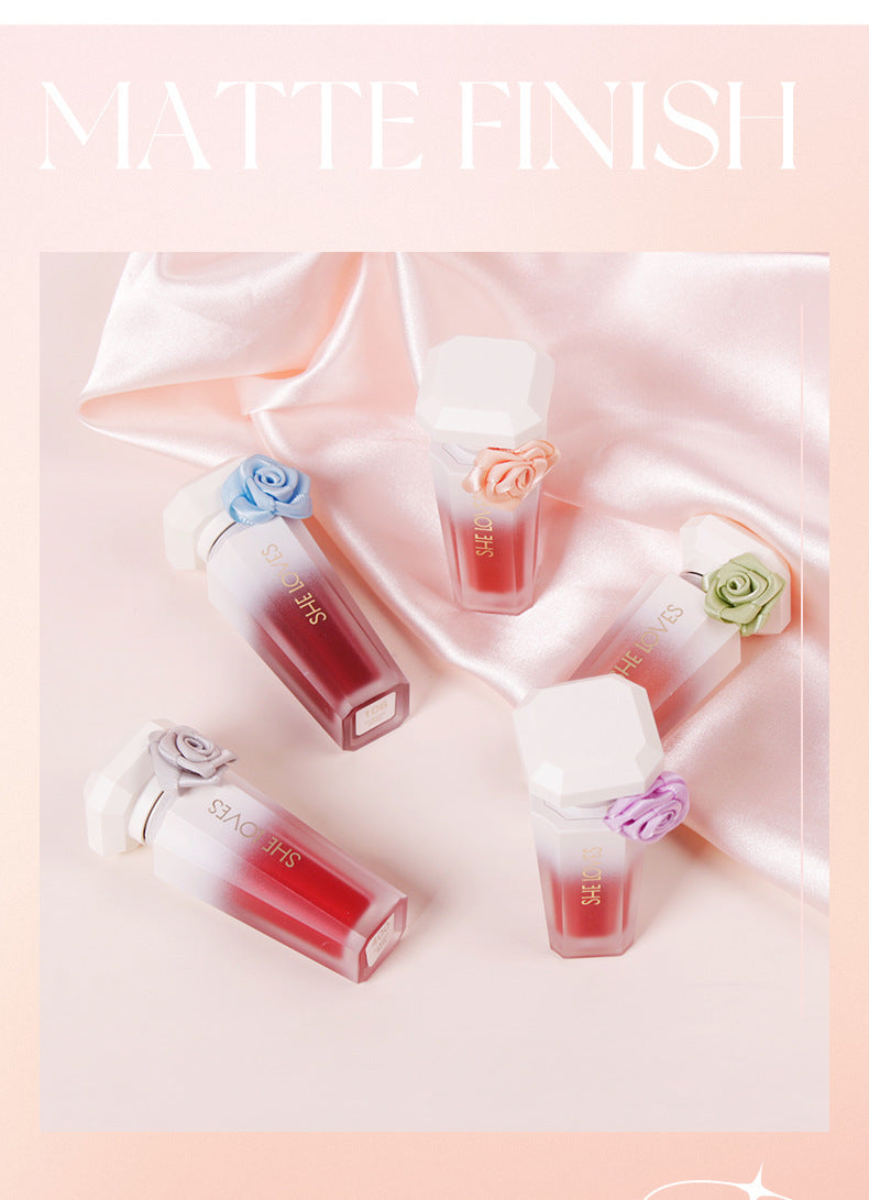 Europe and America SHELOVES Rose Matte Lip Glaze Long-lasting Non-stick Cup Non-fading Genuine Lip Gloss Makeup Wholesale