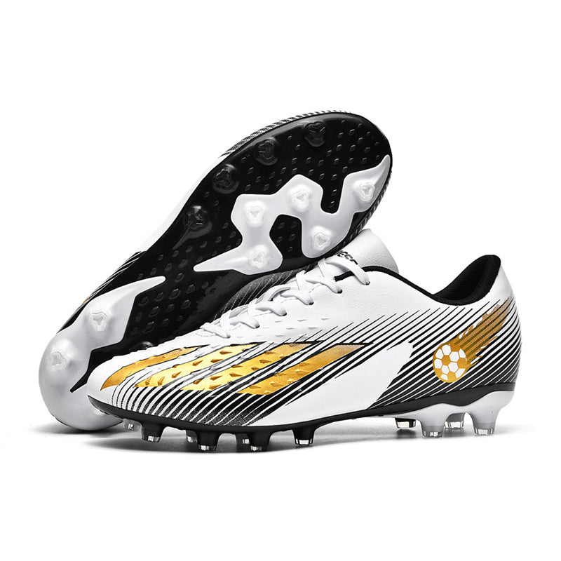Gold-Plated Sole Men's Football Shoes with Studded Spikes AG Long Spike Shoes for Older Children, Middle and High School Students, Adults, Competition Training Sports Shoes