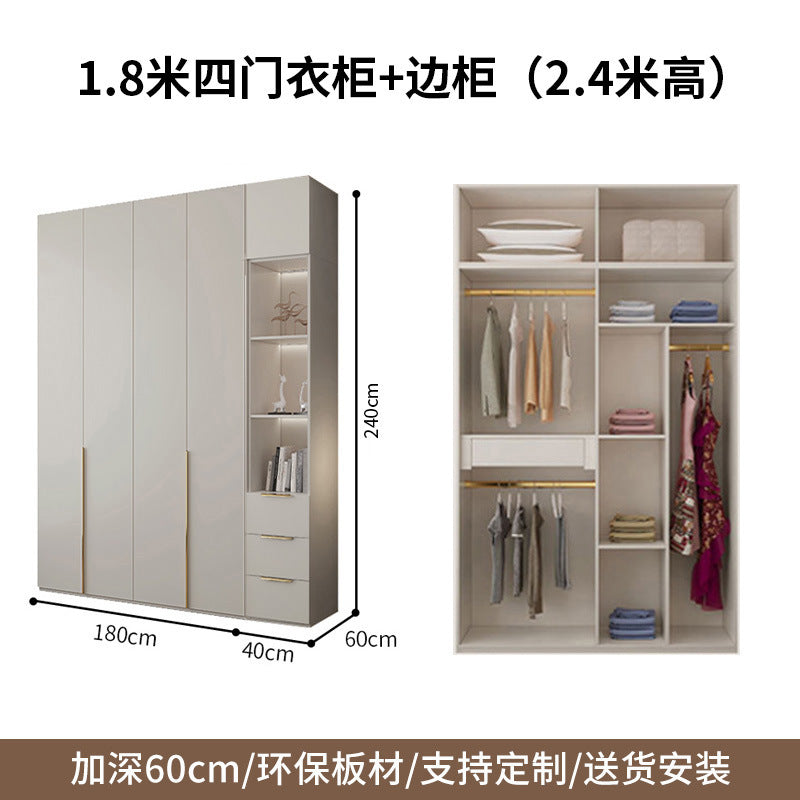 One-Door to Ceiling Heightened Solid Wood Wardrobe for Home Bedroom, Double Door Simple Assembly Cabinet, European Pine Board Storage Cabinet, Wardrobe