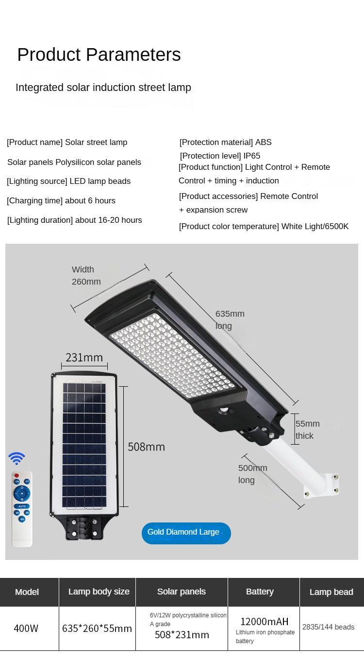 Project Outdoor Aluminum Street Light Garden Integrated Led Solar Street Light