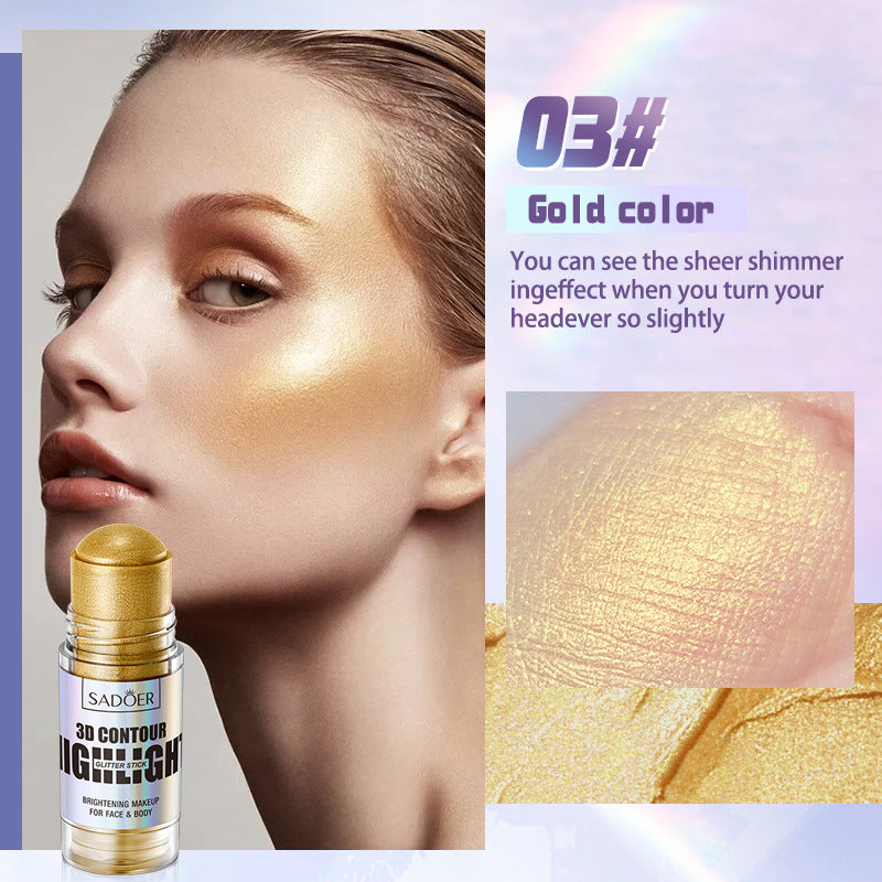 Bright Colors3D Highlighter SADOER Contouring and Shaping Makeup Highlight Stick Cross-Border Wholesale