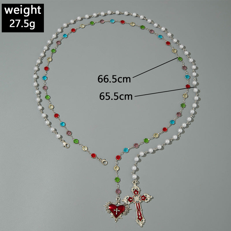 European and American Fashion Jewelry Beaded Tassel Double Layer Long Necklace Elegant Multi-layer Wear Y Type Necklace Ornament