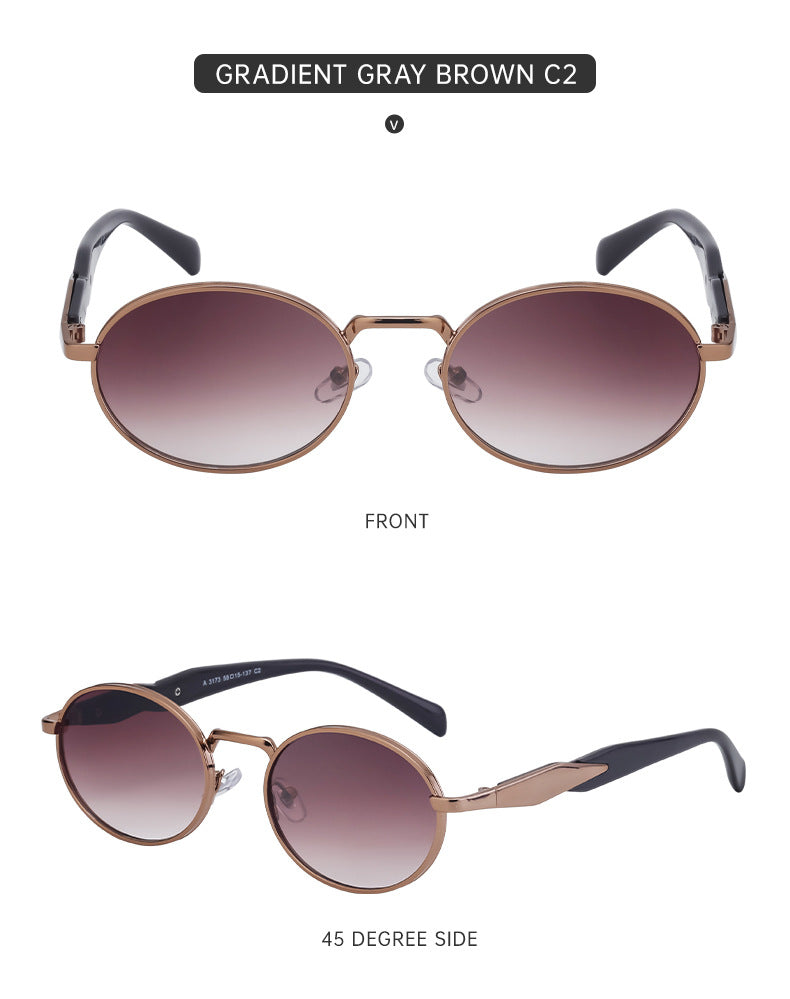 Oval Small Frame Sunglasses for Women, High-End Brand, European and American Style, Trendy UV Protection Sunglasses