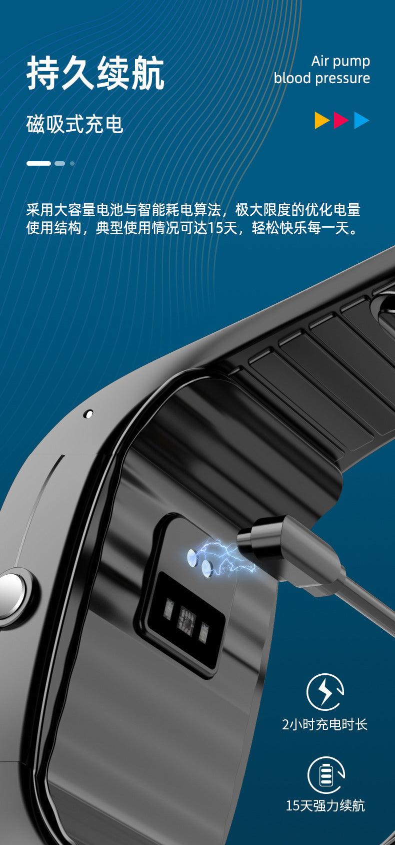 Air Pump Type True Blood Pressure Smart Watch Blood Sugar Blood Oxygen Heart Rate Medical Grade Wrist Blood Pressure Airbag Smart Watch