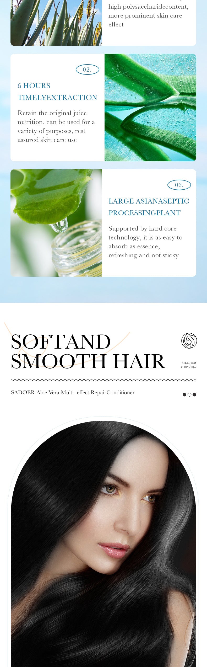 Aloe Vera Conditioner500ml SADOER Multi-effect Frizz Improvement Large Capacity Cross-border Wholesale