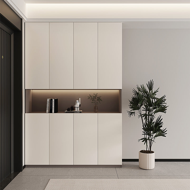 Custom Entryway Wall-Mounted Shoe Cabinet Home Doorway Entryway Cabinet Integrated Entryway with Door Cream Solid Wood High Cabinet