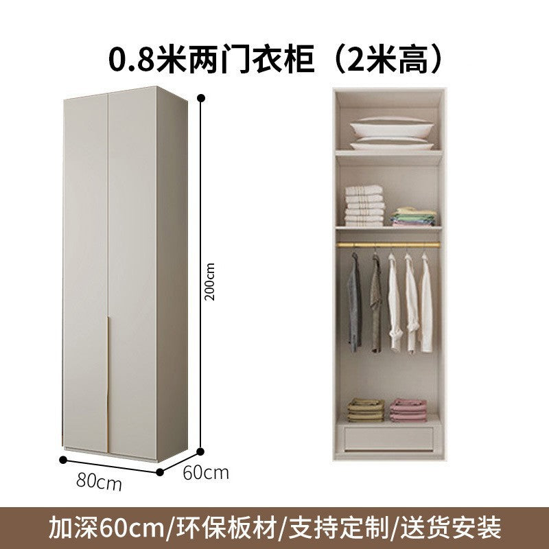Solid Wood Door-to-Top Wardrobe for Home Bedroom Modern Simple European Pine Cream Style Combination Storage Skin Feel Wardrobe