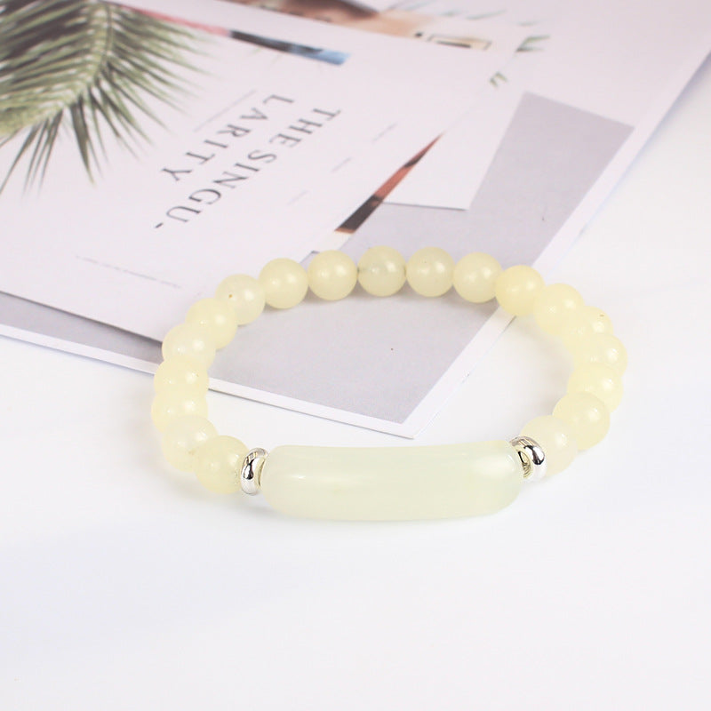 Natural Rose Quartz Beaded Bracelet for Women Fashion Gift Elastic Cord Black Agate White Jade Tiger Eye Stone Bridge Bracelet