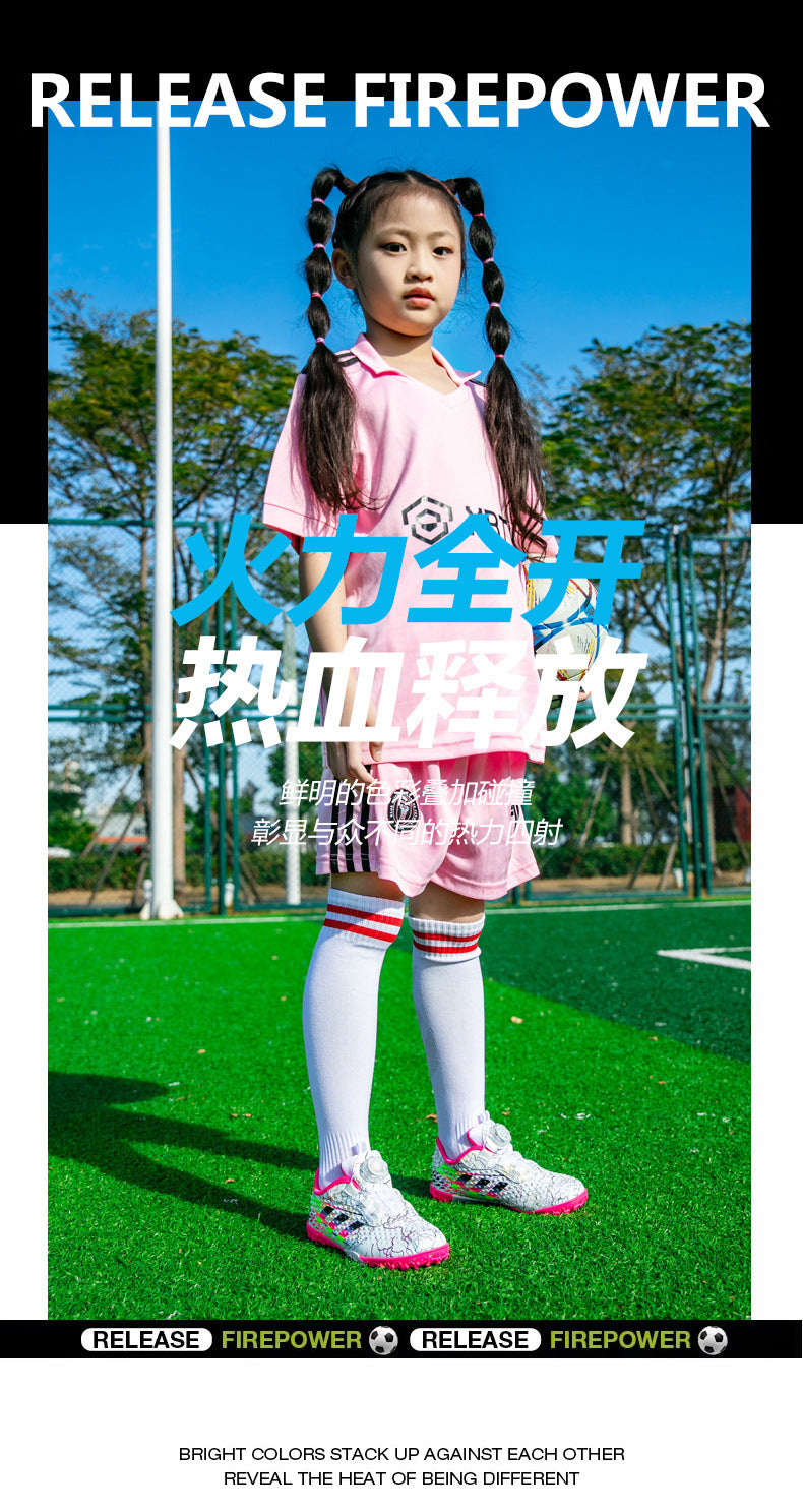 New style soccer shoes for men, women, and children with rotating buckle TF Broken Nail Style Youth Student Grassland Competition Training Shoes