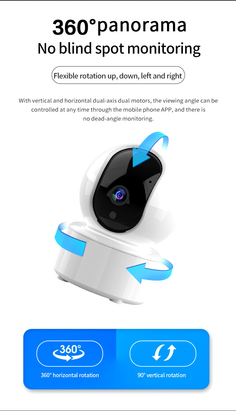 wifi Shake Head Camera Indoor Intelligent Monitoring Alarm Night Vision HD Home Remote Camera Infrared
