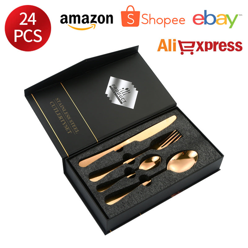 1010Stainless Steel Cutlery Knife Fork Spoon24Set of Western Steak Knives and Forks6Set for One Person