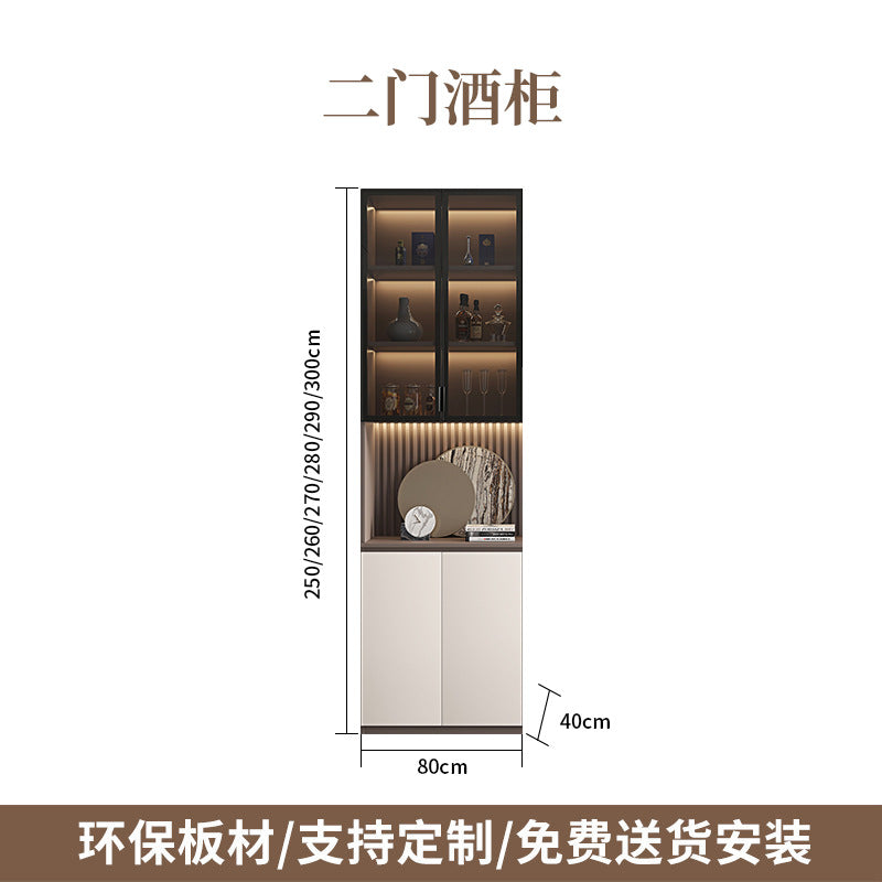 Solid Wood Sideboard Cabinet Against Wall Integrated Modern Minimalist Glass Door Wine Cabinet Dining Living Room Storage Cabinet Home Organizer