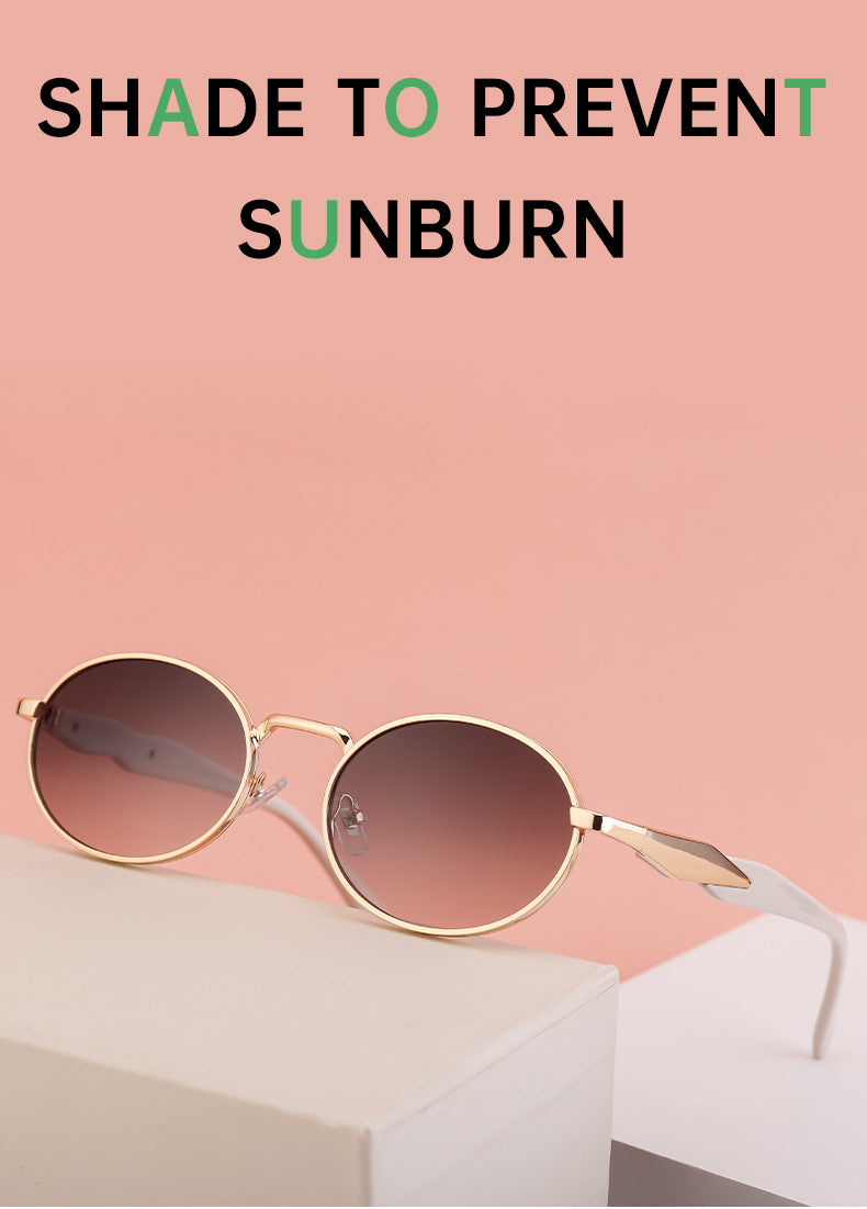 Oval Small Frame Sunglasses for Women, High-End Brand, European and American Style, Trendy UV Protection Sunglasses