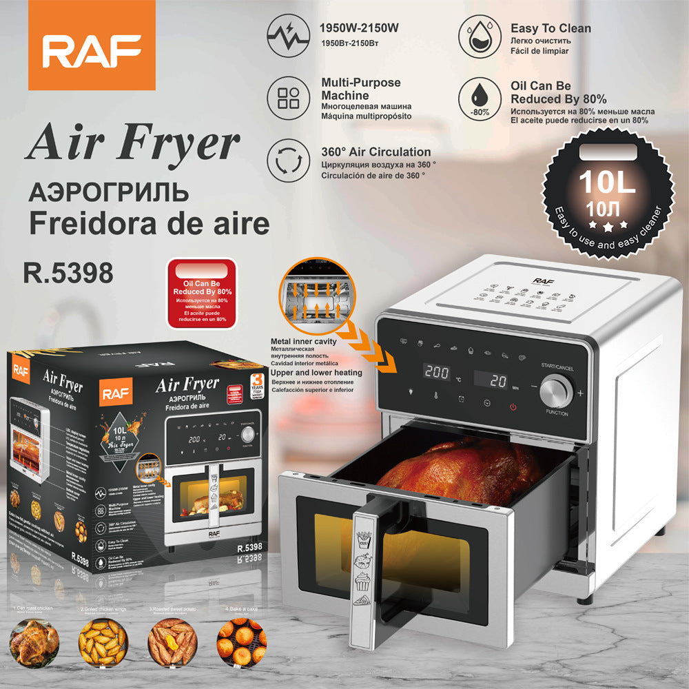 RAF European Standard Air fryer with visible smart touchscreen, oil-free R5398Multifunctional Household Deep Fryer10L