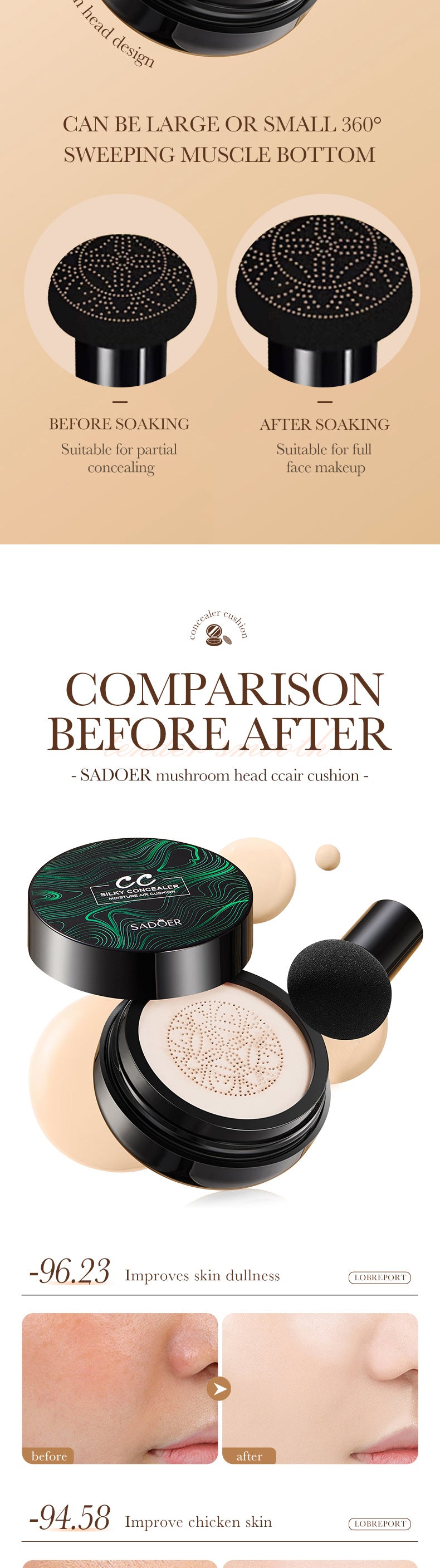 Makeup CC Mushroom Air Cushion Ivory White Brightening Concealer Correcting Face Foundation Export Manufacturer Wholesale