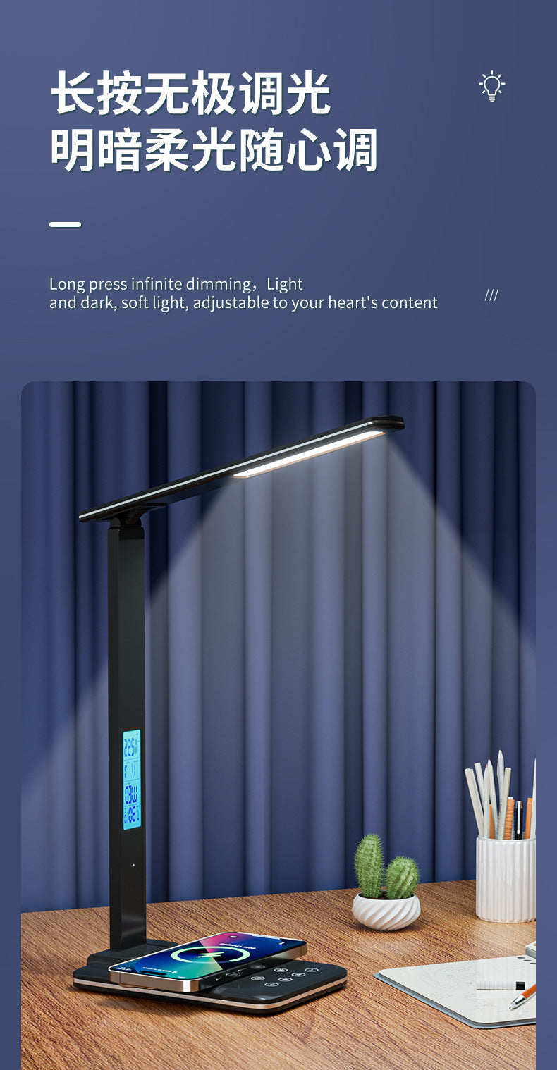 Wireless Charging Table Lamp Bedside High-end Adjustable Dimming Color Night Light Multi-functional Desktop Study Lamp