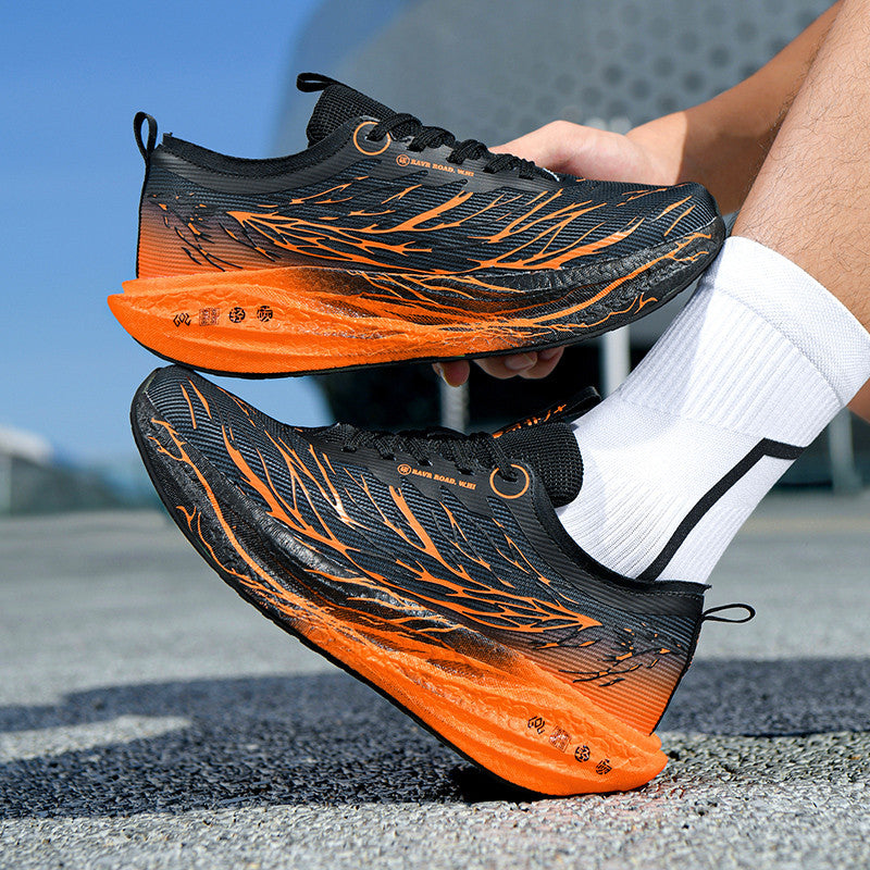 Autumn New Fluorescent Parent-Child Fashion Casual Sports Shoes with Real Carbon Plate High Elasticity Cushioning Outdoor Running Shoes