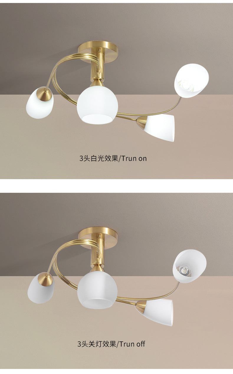 All-Copper Ceiling Light Nordic Style Bedroom Light Modern Simple Elegant Master Bedroom Room Light Creative Personality Living Room Light