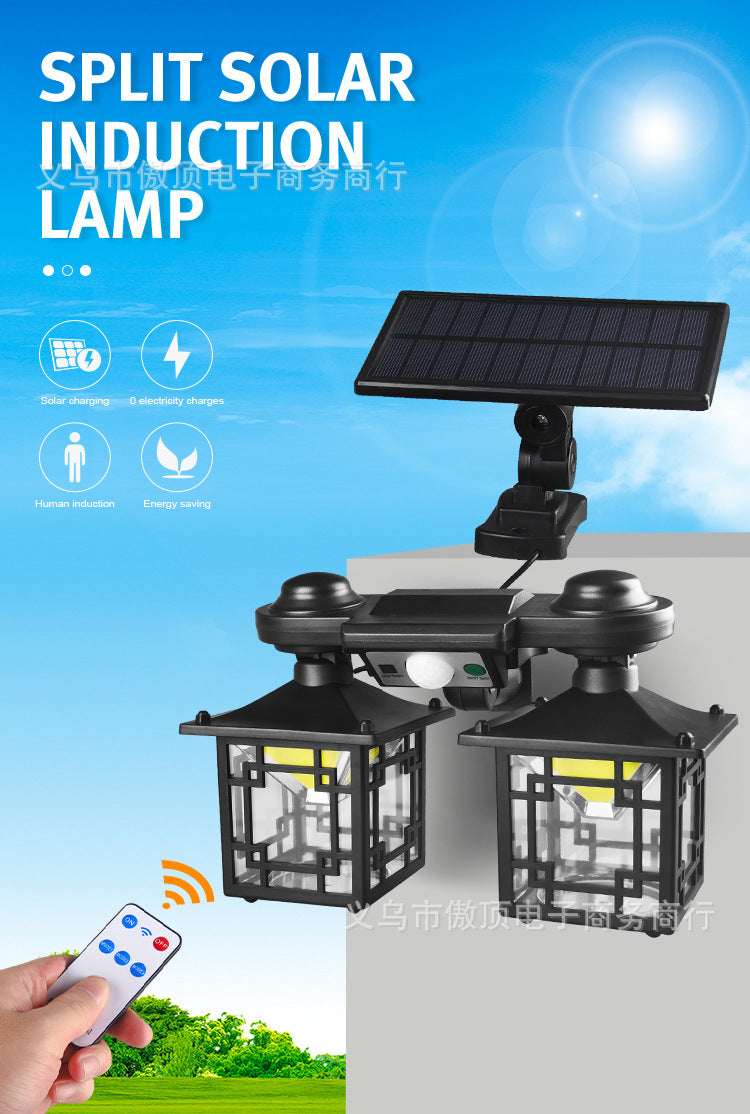 New Double-Head Retro Solar Ground Plug Light Human Body Sensing Split Light Home Wall Lighting Remote Control Light