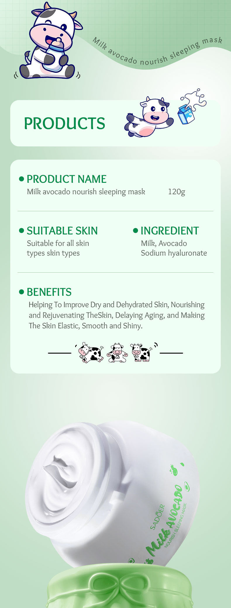 Fruit Mask120gSADOER Milk Nourishing Hydrating Moisturizing Sleeping Mask Cross-Border Wholesale