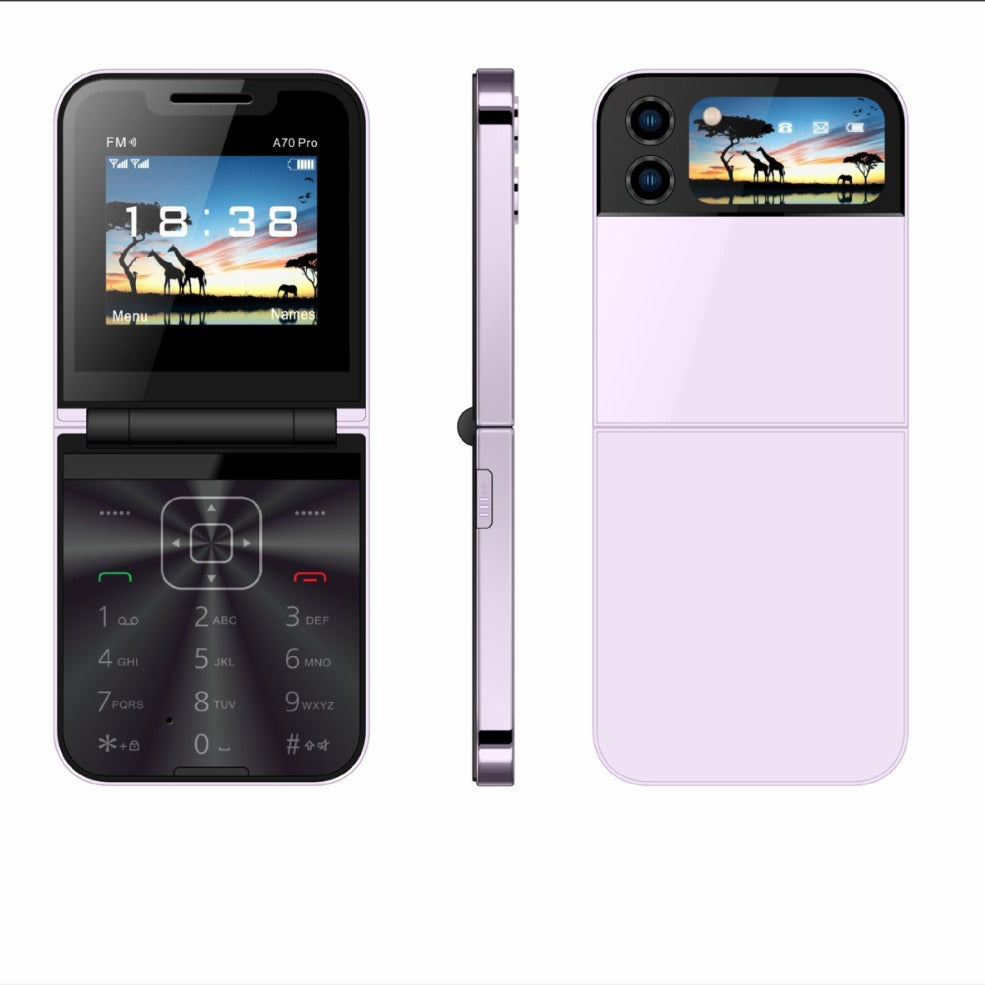 A70pro Flip Phone Mini Feature Phone Foldable Phone with Buttons2G Foreign Language Multi-Language