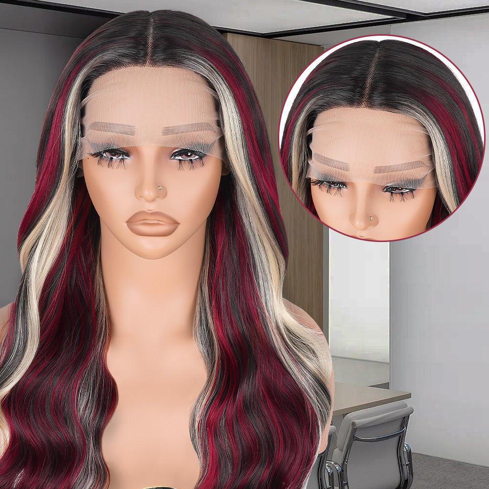 Highlight Wig Red Black 13X4 Synthetic Lace Front Wigs