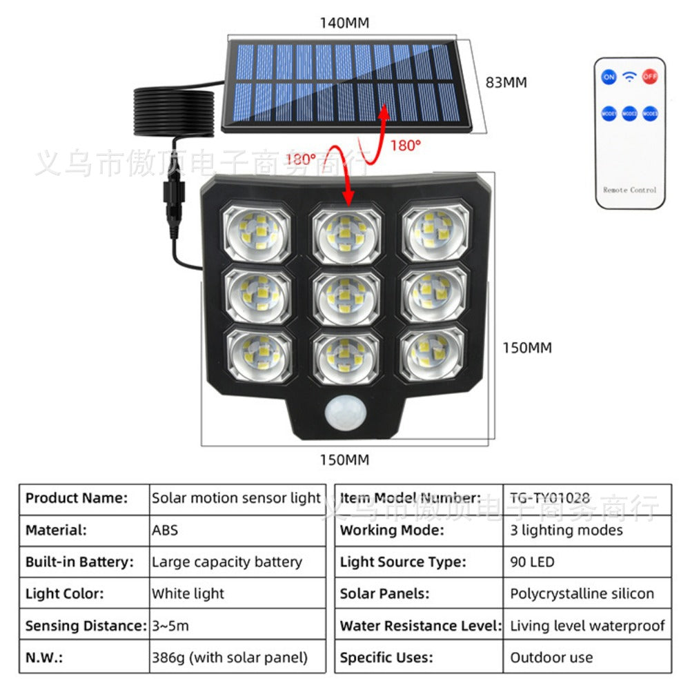 New Solar Wall Light Split Remote Control Garden Light Waterproof Garden Street Light Yard Lighting Waterproof Light