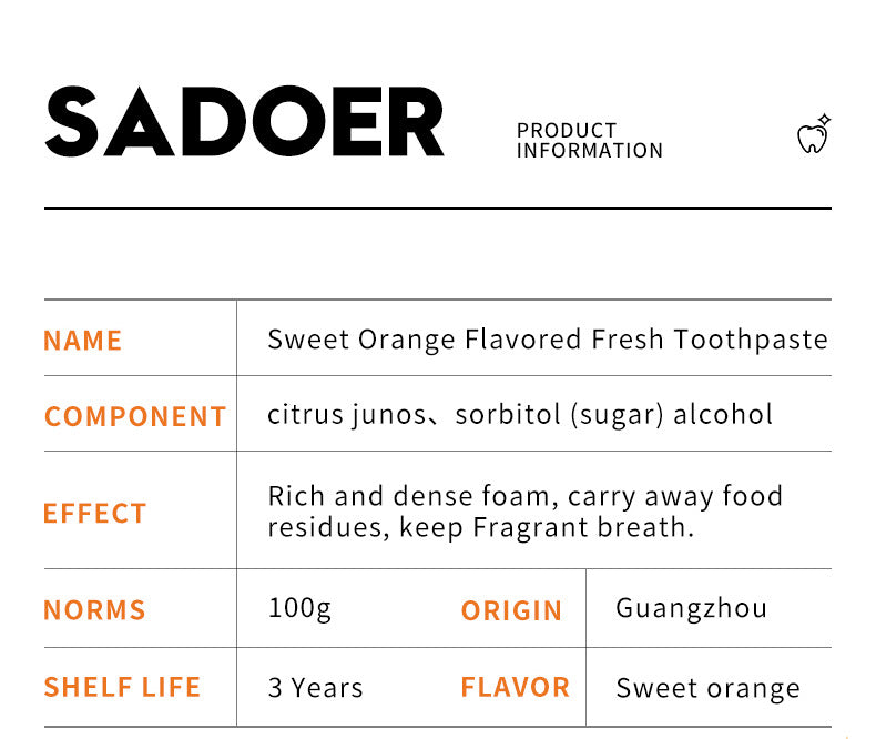 Toothpaste SADOER Vitamin C Coconut Oral Care Gum Protection  Wholesale Live Streaming