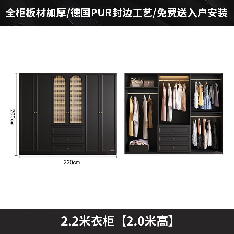 Vintage Style Wardrobe Black Cabinet Wardrobe for Home Bedroom Small Apartment Modern Simple Side Cabinet Top Cabinet Furniture Wardrobe