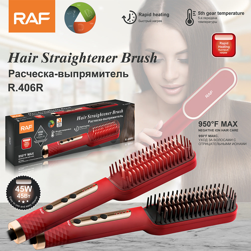 RAF EU Standard Hair Straightening Brush Non-Damaging Hair Straightening and Curling Dual-Use Electric Curling Iron Hair Straightener for Home Use