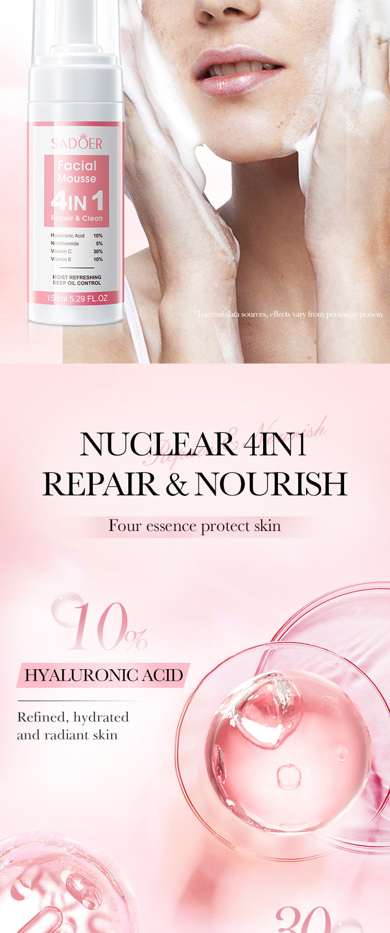 Full English Four-in-One Skincare Series SADOER Moisturizing, nourishing, and rejuvenating face cream essence liquid  wholesale