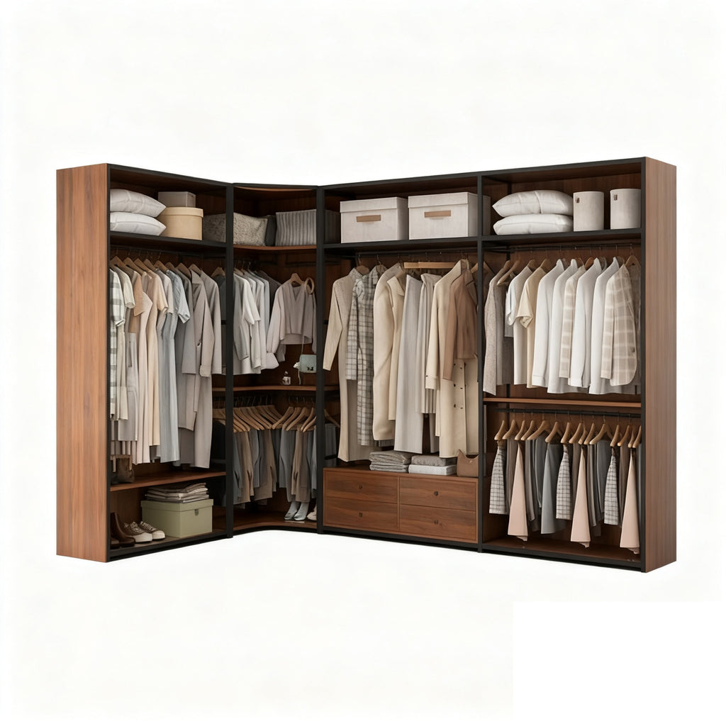 Custom Aluminum Alloy Wardrobe Open Floor-standing Integrated Assembly Walk-in Storage Large Capacity Closet