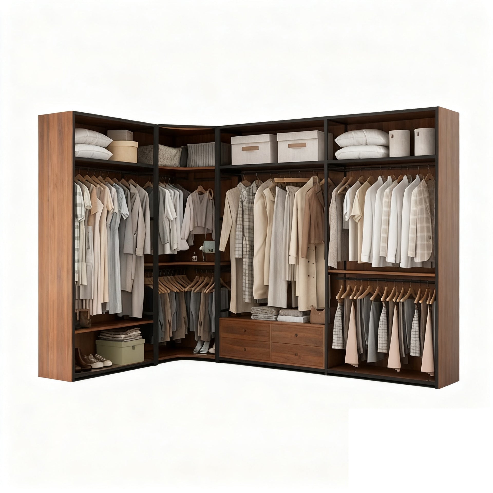 Custom Aluminum Alloy Wardrobe Open Floor-standing Integrated Assembly Walk-in Storage Large Capacity Closet