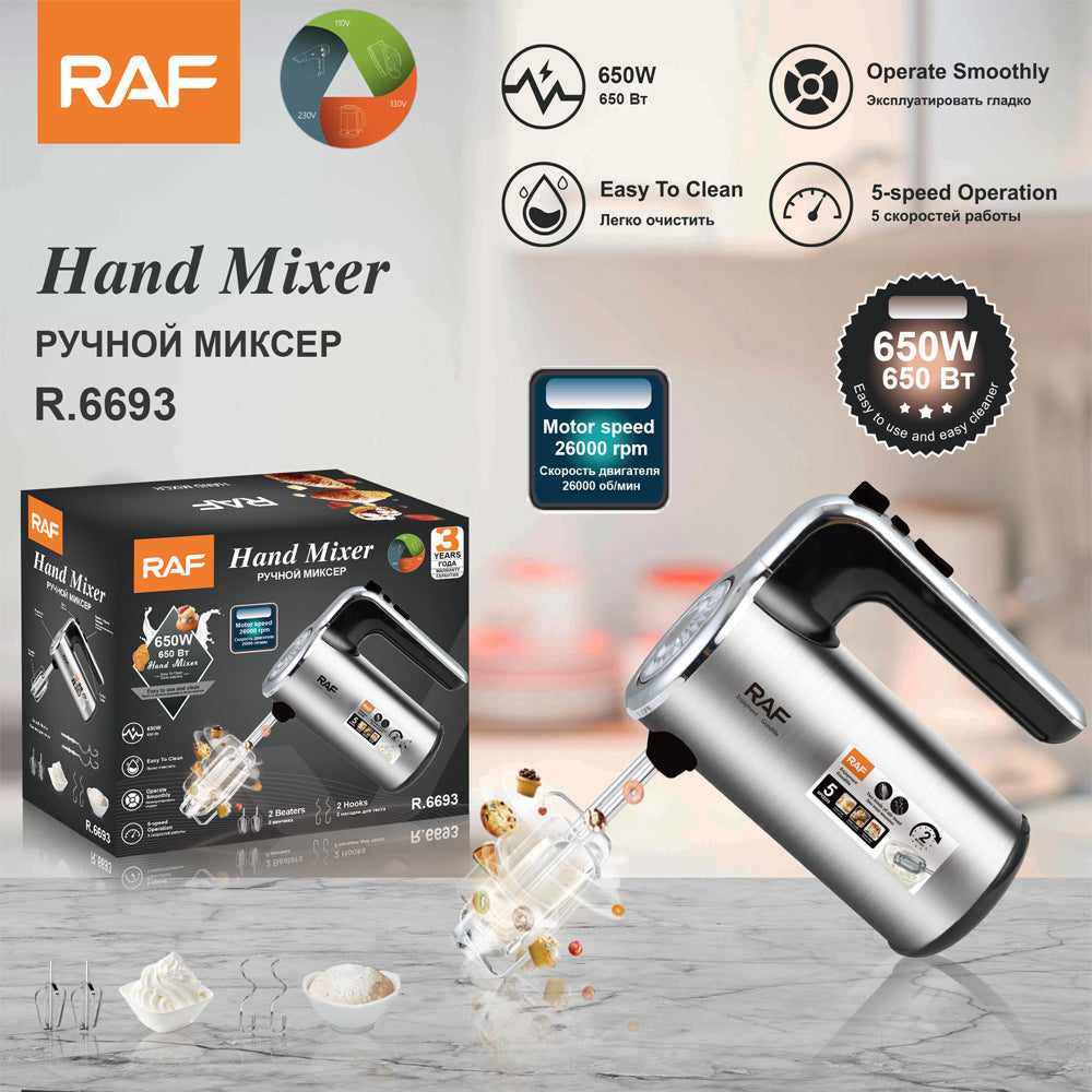 RAF European Standard Fully Automatic Handheld Household Electric Egg Beater Baking High-Power Whisk Cream Mixer