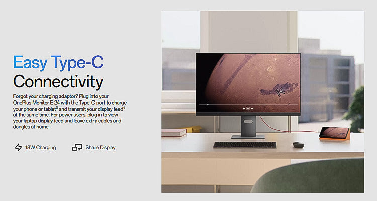 24inch Full HD LCD Monitor LED Backlight IPS Panel strip USBType-C 18W Charging