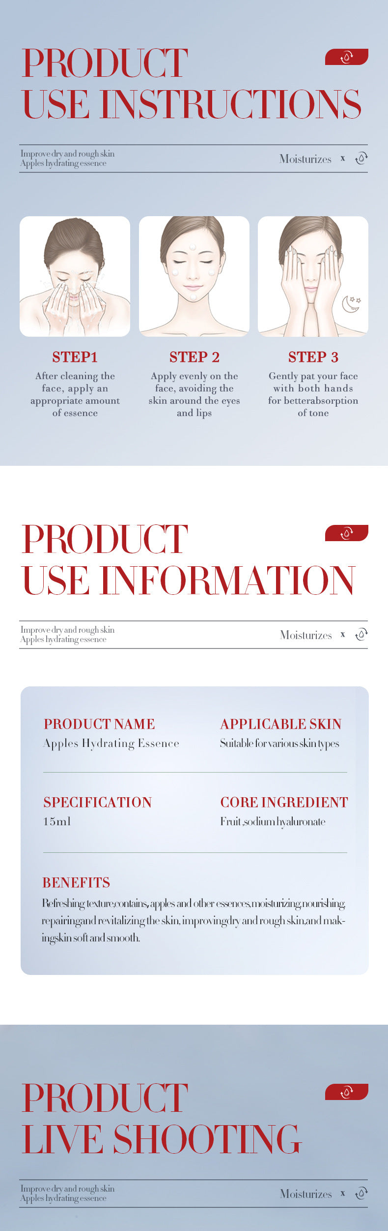 Fruit Essence15ml  Apple Plant Moisturizing and Hydrating Export Manufacturer Wholesale