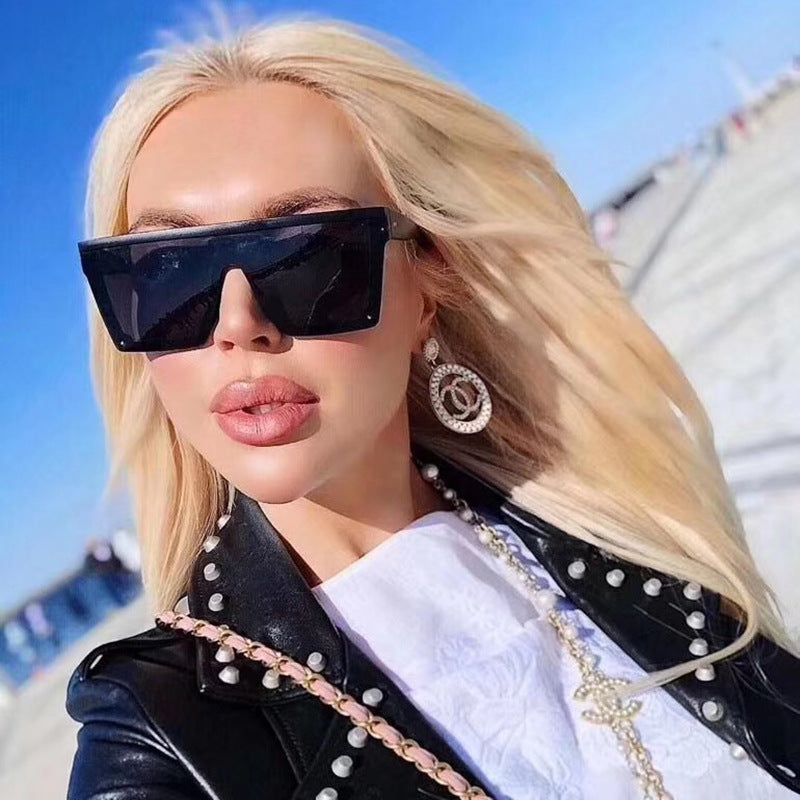 One-piece Lens Sunglasses for Men, High-end Fashion Sunglasses for Women, European and American Style Large Frame Square Glasses sunglasses