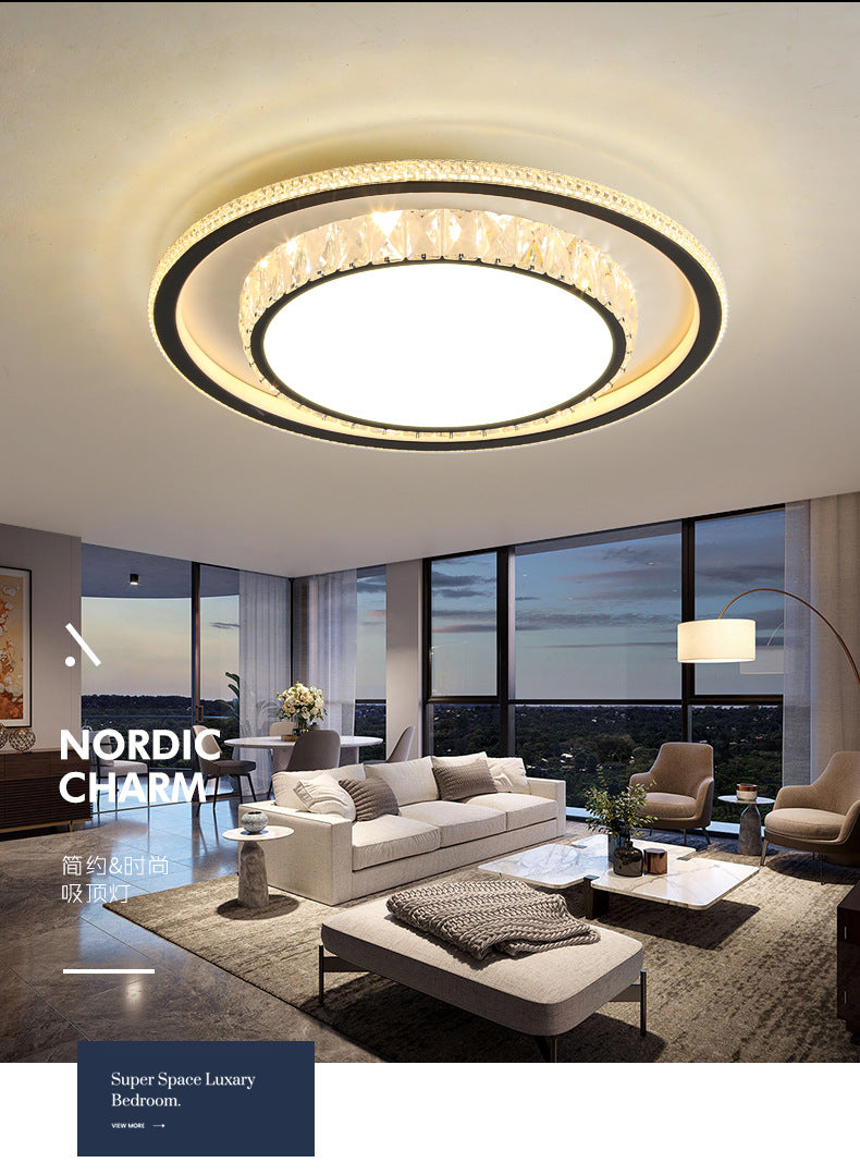 Wholesale Large Living Room Lamp2025New Year's Light Luxury Crystal led Ceiling lamp simple modern elegant bedroom lighting fixture