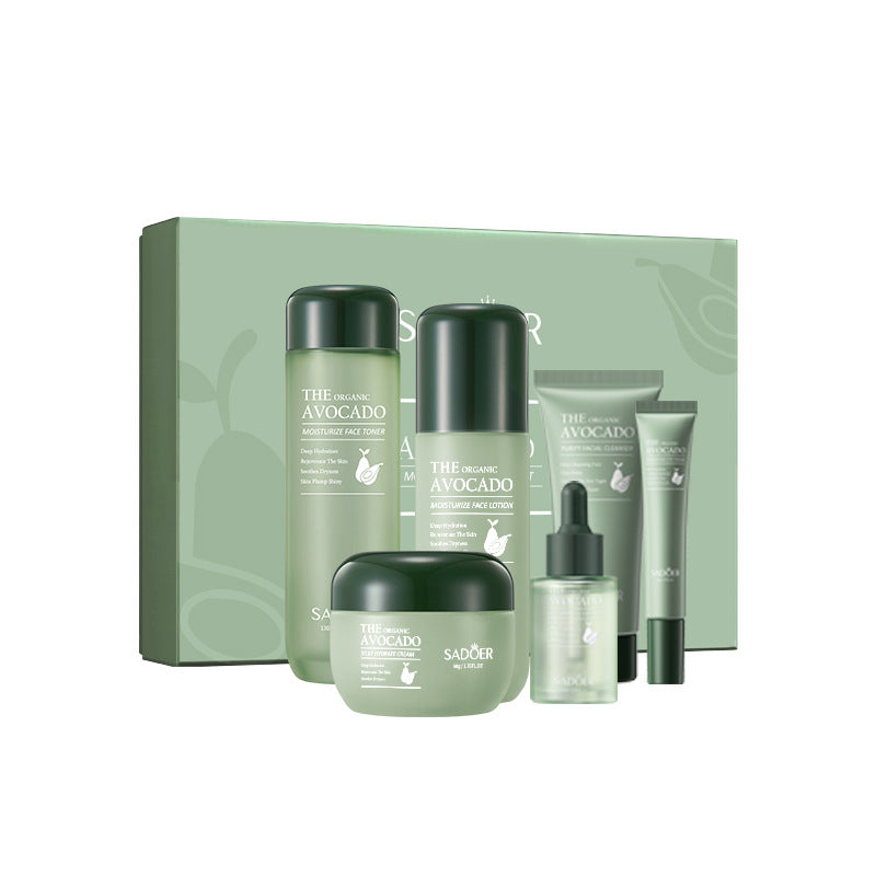Full English Avocado Skincare Set SADOER Cleansing, hydrating, and moisturizing six-piece set for  foreign trade wholesale
