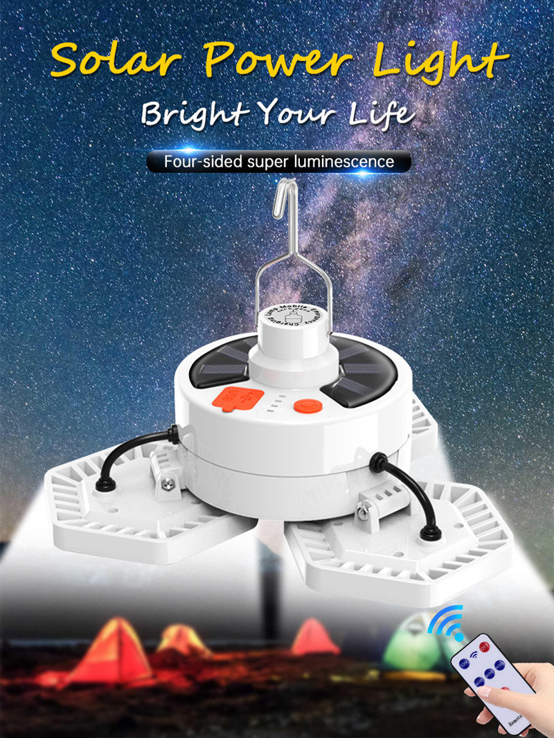 Outdoor LED Tent Light Camping Light with Remote Control Three-Leaf Bulb Emergency Light for Home Power Outage
