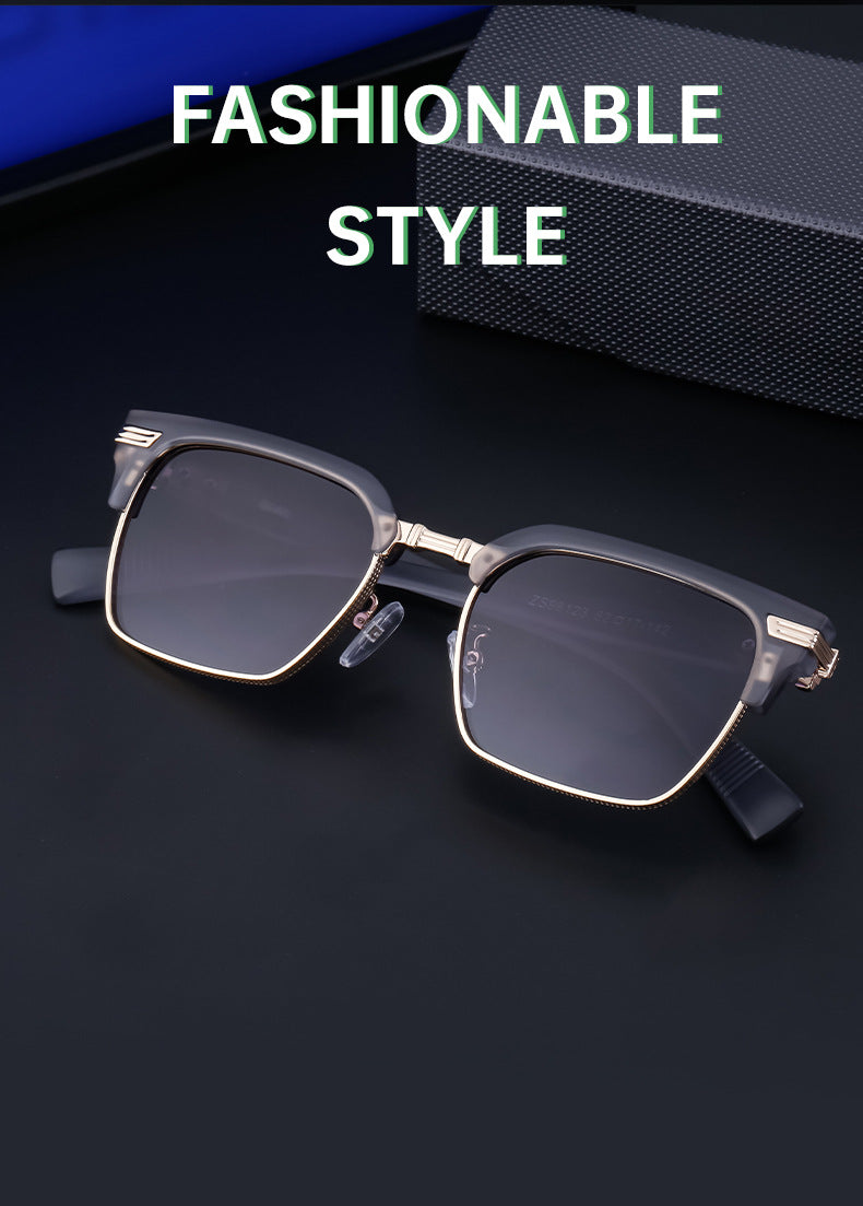 European and American New Retro Polarized Eyebrow Frame Sunglasses Men's Square Frame Sunglasses Men's Glasses Wholesale sunglasses