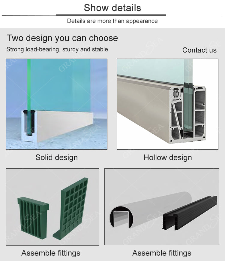 Contemporary Design Aluminum Glass Clamp Balcony Balustrades Handrail for Apartment Use