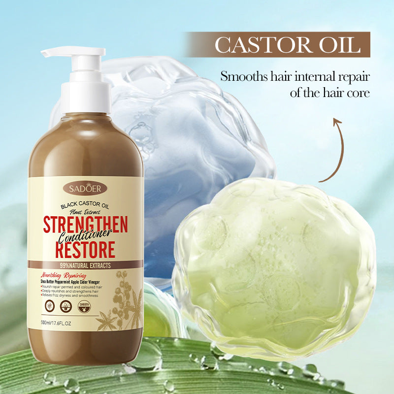 Black Castor Oil Conditioner SADOER Nourishing, Repairing and Improving Frizz Hair Care Solution Cross-Border Wholesale