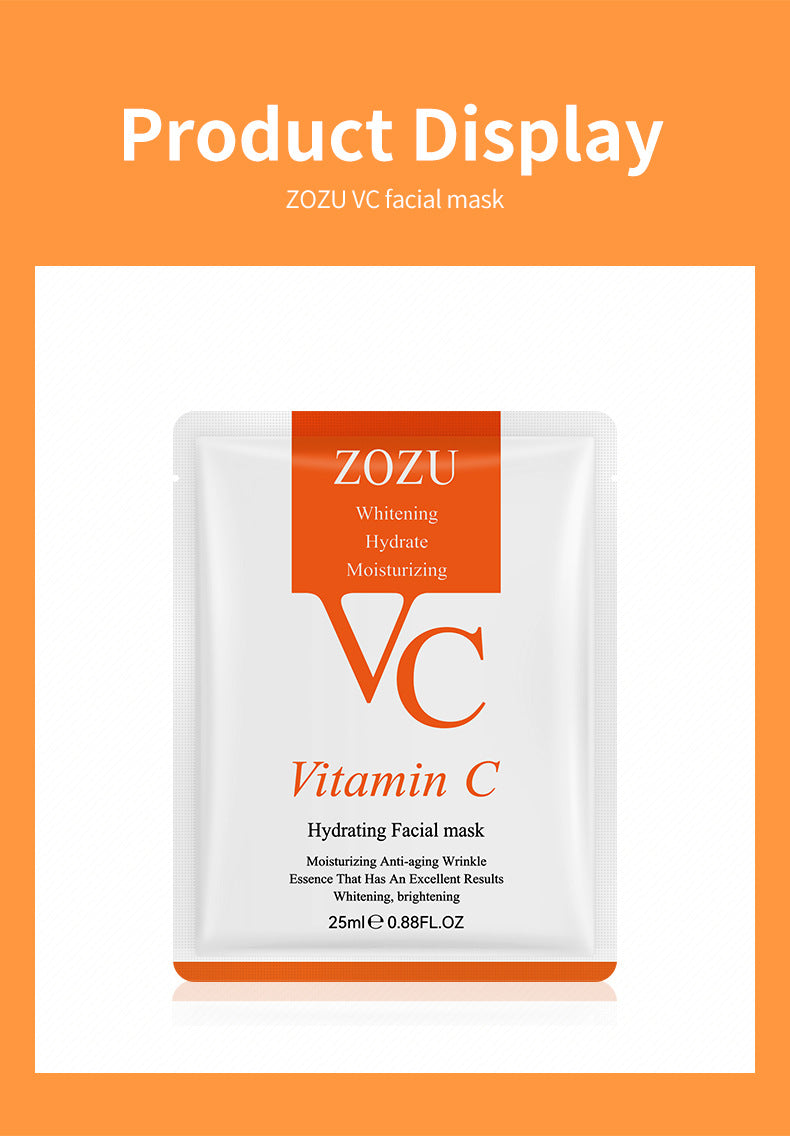 VC Facial Mask ZOZU Vitamin C Hydrating Moisturizing and Nourishing  foreign trade skincare products live wholesale