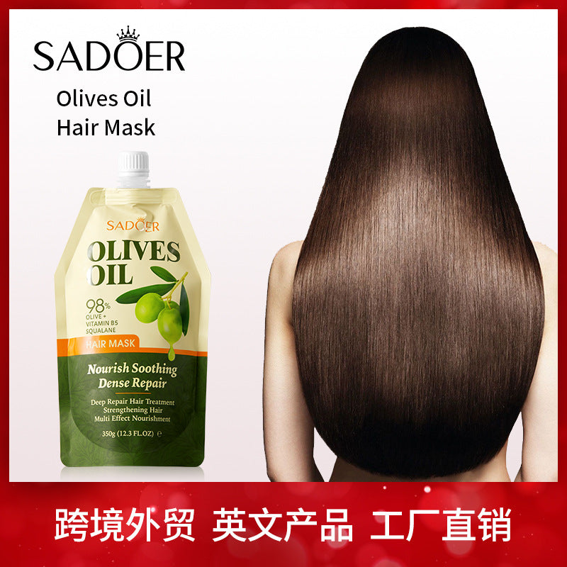 Olive Oil Hair Mask350g SADOER Repair and Improve Frizz Bagged Hair Mask Cross-Border Wholesale