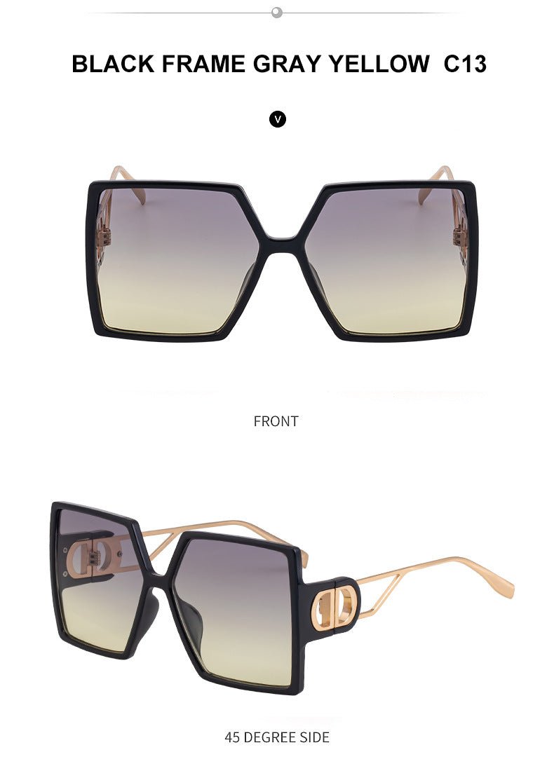 Fashion Large Frame Sunglasses for Women ins Internet Celebrity Style Square Frame Sunglasses for Women Trendy Street Photography Glasses sunglasses